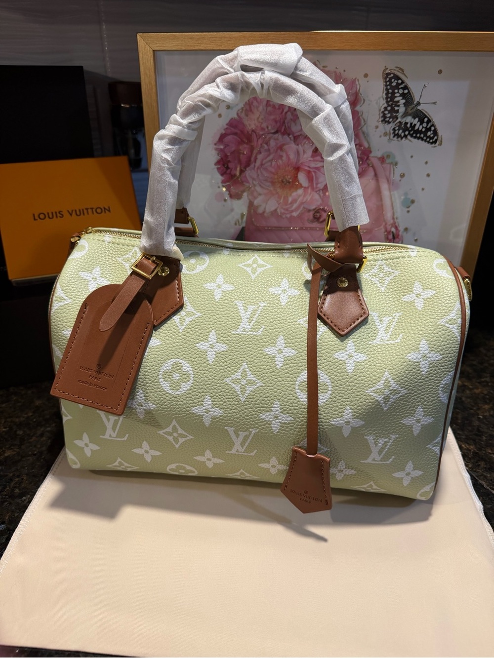 Pale Green Signature Monogram Satchel